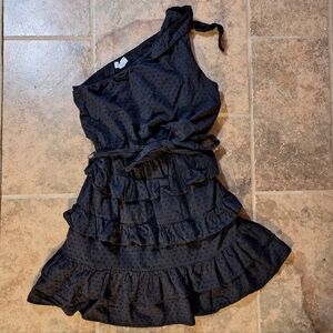 Aiyana Size 4 Black One-Shoulder Tie Ruffle Dress